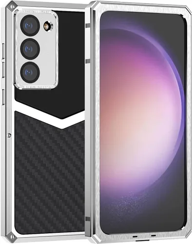 Vista 8 de Funda de fibra de carbono de lujo con funda de aluminio para Samsung Galaxy S22+ Plus, funda protectora militar a prueba de golpes con protector