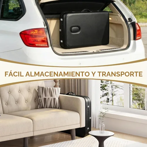 Vista 7 de Yaheetech Mesa de masaje plegable portátil Cama de tatuaje ajustable para Negro