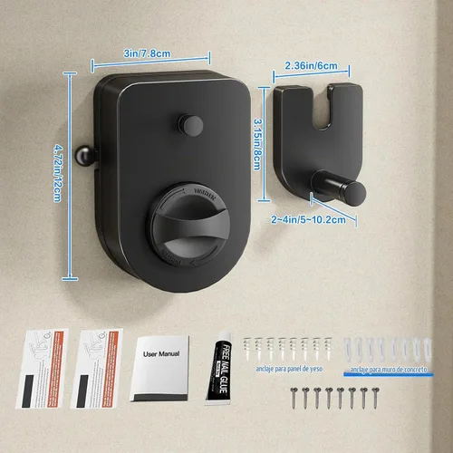 Vista 7 de Mustorn Tendedero retráctil para interiores, línea de ropa para exteriores que no se hunde, línea de ropa resistente para secar la ropa, línea
