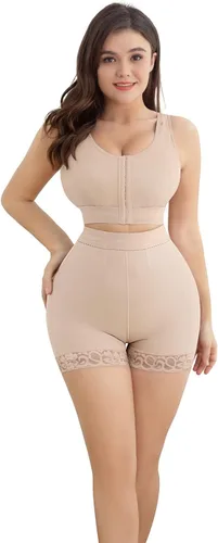 Vista 2 de KELLYLEE Pantalones cortos de ropa interior con control de abdomen para mujer, de cintura alta, moldeadores de glúteos, pantalones cortos beige