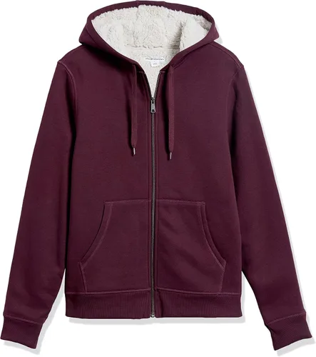 Vista 9 de Tienda Essentials Sudadera de vellón con capucha, con forro de sherpa y cierre completo de cremallera para hombre
