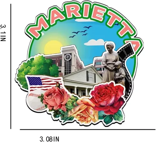 Vista 3 de Marietta Georgia USA - Imán de madera para nevera, monumentos 3D, recuerdos coleccionables, decoración hecha a mano -2658