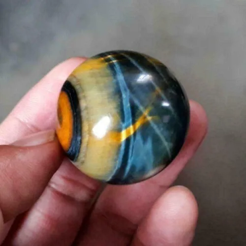 Vista 6 de TEAMWILL 2 bolas de cristal de cristal de jaspe de ojo de tigre azul natural, esfera de cuarzo, regalos de roca curativa