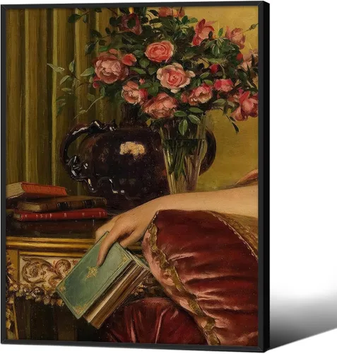 Vista 28 de Cartel de libro gótico de academia oscura vintage de mediados del siglo, arte de pared de lienzo victoriano de medio siglo, impresiones estéticas