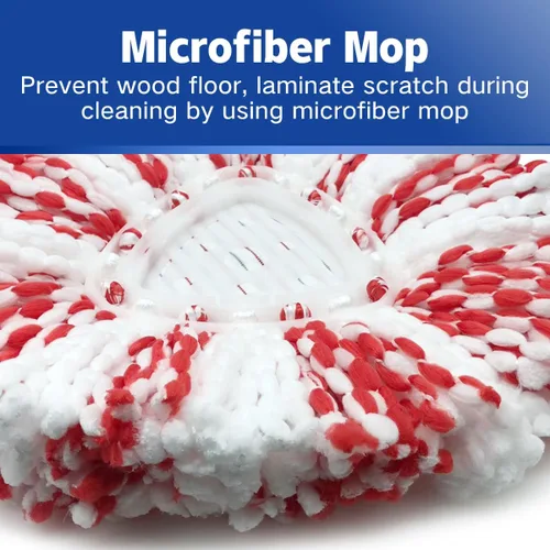 Vista 4 de Paquete de 3 cabezales de repuesto para trapeador O-Ceda Easy Wring Spin Mop, repuesto de mopa giratoria de microfibra, repuesto de cabezal