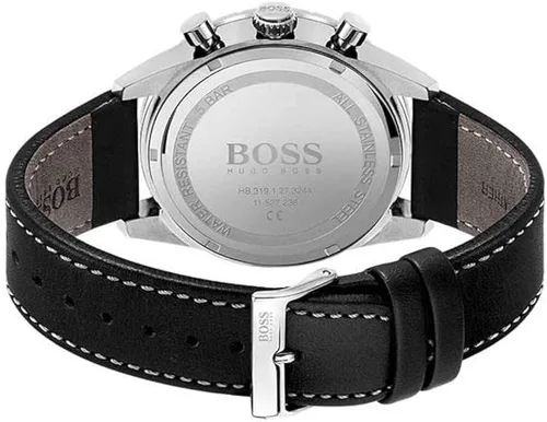 Vista 3 de BOSS Reloj de cuarzo de acero inoxidable con correa de cuero negro 22 modelo 1513853 Negro - Reloj de cuarzo cronógrafo