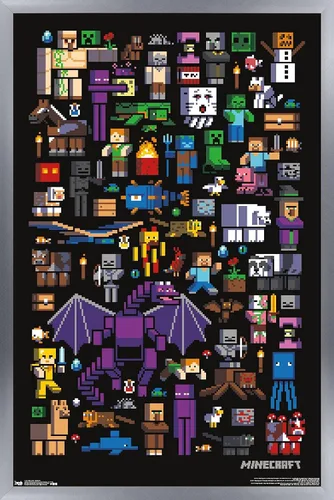 Vista 13 de Trends International Minecraft - Póster de pared de Mobbery, 14.725 x 22.375 pulgadas, versión con marco de madera tipo granero