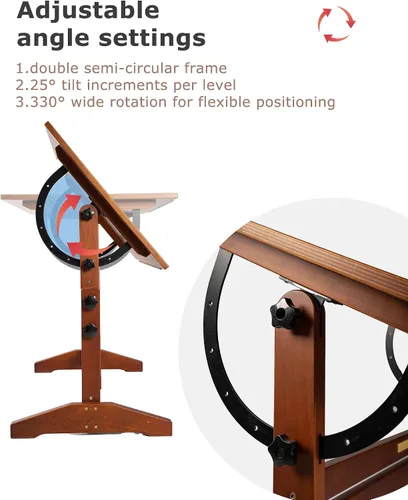 Vista 5 de DJAR Mesa de dibujo de madera ajustable de 35 x 24 pulgadas y escritorio