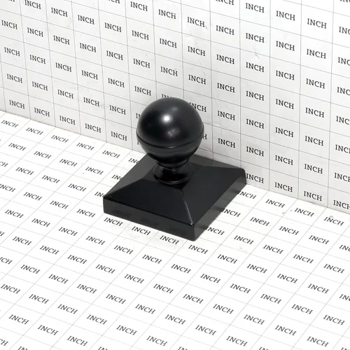 Vista 7 de Tapa cuadrada de aluminio negro para postes de valla de aluminio, tapas negras para postes de valla de aluminio, tapas negras (paquete de 5)