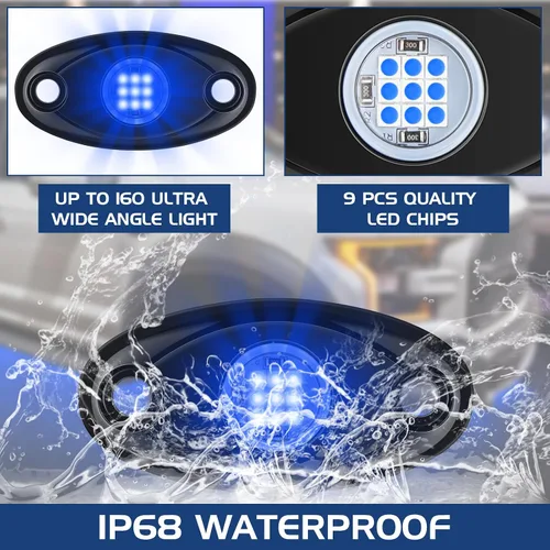 Vista 5 de 12 Cápsulas Luces LED Rock para Automóvil SUV Luces Underglow Impermeables Neón Trail Rig Lámpara Iluminación para Camión Motocicleta Barco ATV UTV