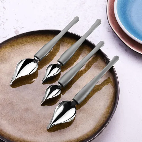 Vista 7 de PRETYZOOM Cucharas decorativas de postre de 4 piezas, herramientas de inmersión de chocolate, cucharas de arte de chef multiusos