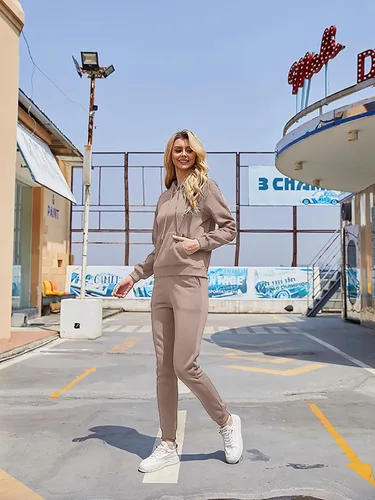 Vista 7 de Alunzoem Conjunto deportivo de 2 piezas para mujer, sudadera con capucha y manga larga
