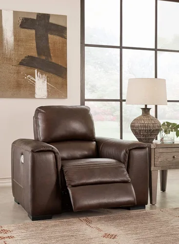 Vista 12 de Signature Design by Ashley Alessandro - Sillón reclinable eléctrico moderno con reposacabezas ajustable, color marrón oscuro