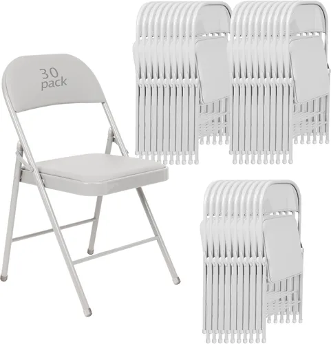 Vista 28 de Juego de 4 Sillas Plegables Tapizadas en Negro - Cómodas Sillas Apilables Portátiles para Interior y Exterior, Eventos, Fiestas, Oficina, Boda Negro