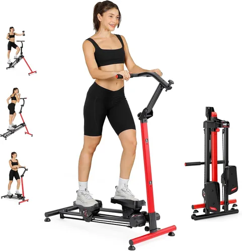 Vista 10 de YOLEO Escaleras de resistencia ajustable para ejercicio en casa, escaleras plegables de cardio con 3 modos de entrenamiento y pedal de gran