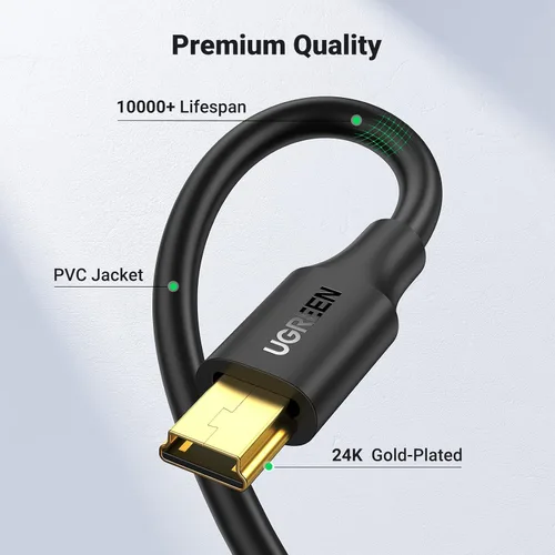Vista 7 de UGREEN Cable mini USB de 3 pies, cable USB Mini 2.0, cable de carga mini USB B compatible con Garmin Nuvi GPS, SatNav, Dash Cam, cámara, controlador