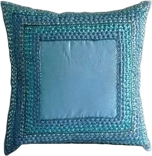 Vista 7 de The HomeCentric Funda de almohada con cremallera, funda de almohada azul aguamarina, funda de almohada moderna con bordes, fundas de almohada de 12