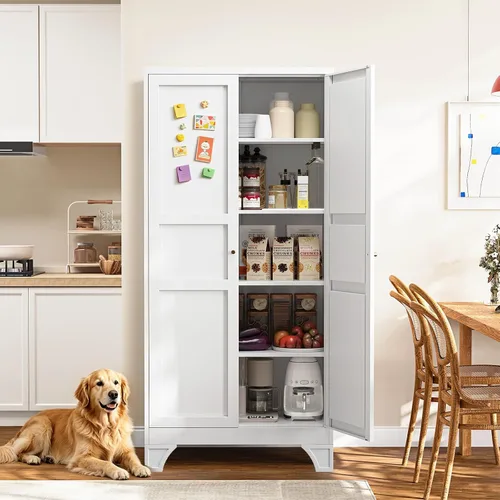 Vista 27 de Yizosh Small Metal Garage Storage Cabinet,Kitchen Pantry Storage Cabinet Negro