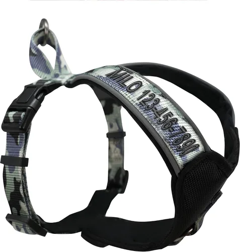 Vista 17 de Arnés para perro Pawtitas para entrenamiento de suave, ajustable, reflectante, acolchado para cachorros, Azul