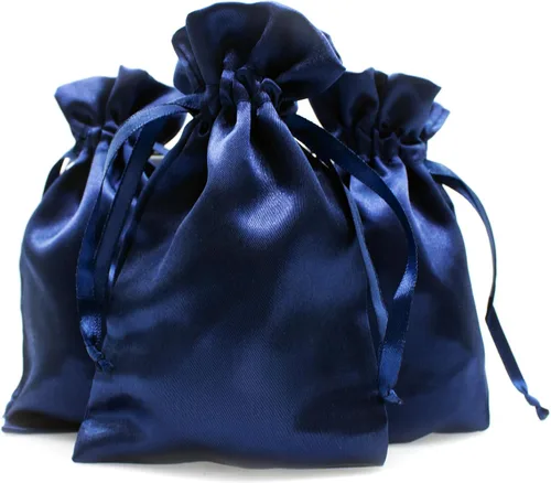 Vista 10 de Bolsas de regalo de satén azul bebé de 4 x 6 pulgadas, bolsas de joyería, bolsas de cordón para recuerdos de boda, baby shower, Navidad, 50 por