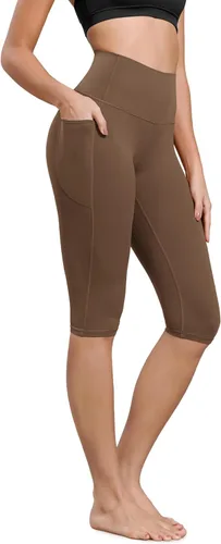 Vista 17 de ODODOS Pantalones capri de yoga suaves como mantequilla para salón con bolsillos para mujeres, leggings capri de cintura alta de 14"/19"/21