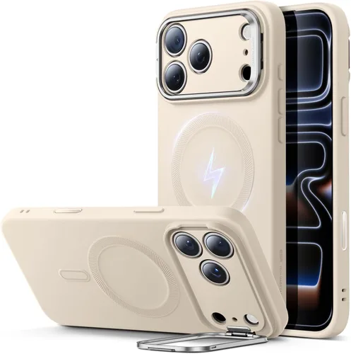 Vista 20 de ESR Funda para iPhone 14 Pro Max, Compatible con Funda de Silicona MagSafe con Soporte, Protección de Grado Militar, Soporte Integrado para Guardar