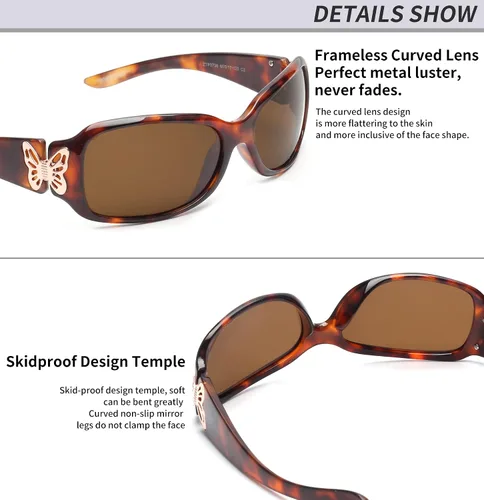 Vista 2 de JIM HALO Gafas de sol polarizadas envolventes, persianas rectangulares de mariposa para mujer UV400