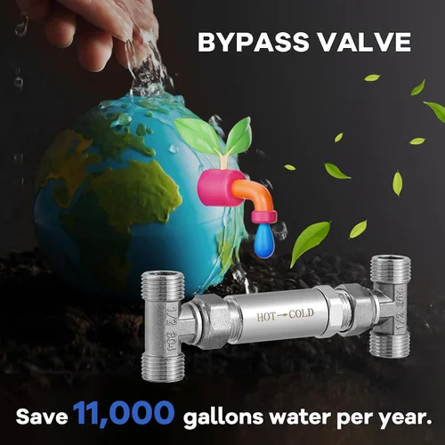 Vista 7 de Kit de válvula de sensor de acero inoxidable 304 de repuesto para sistema de bomba de recirculación de agua caliente instantánea, incluye válvula