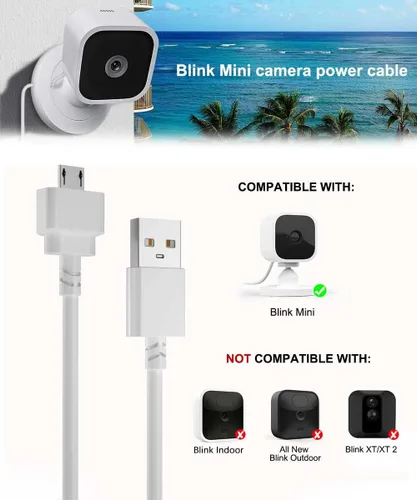 Vista 7 de Itramax Cable de carga Blink Mini de 15 pies con adaptador de pared (1 unidad) no para Blink Mini 2, cable de extensión de carga de cámara frontal