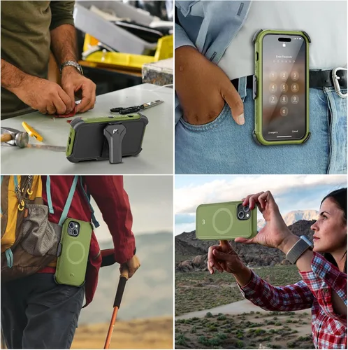Vista 7 de MYBAT PRO Maverick Series - Funda para iPhone 15 Plus, protección militar resistente contra caídas, compatible con MagSafe, protector de pantalla