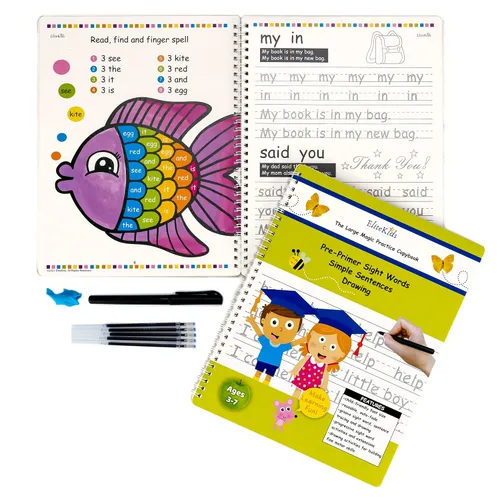 Vista 4 de Práctica de escritura ranurada mágica para niños, actividades de aprendizaje preescolar, libros de rastreo para edades de 3 a 5, 6 a 8 años