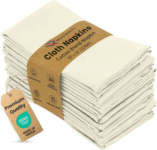 Vista 29 de Ruvanti - Juego de 4 servilletas de tela de 45x45 centímetros, lavables, suaves, duraderas, absorbentes, mezcla de algodón. Servilletas de mesa