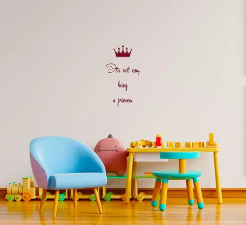Vista 2 de Wall Decals Vinyl Decal Sticker Girl Quote It's Not Easy Being a Princess Crown Home Interior Art Mural Kids Nursery Baby Room Decor KT19