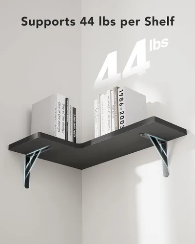 Vista 3 de AMADA HOMEFURNISHING Estantes flotantes de esquina, juego de 4 estantes de pared de esquina, estantes para decoración de pared, estantes esquineros