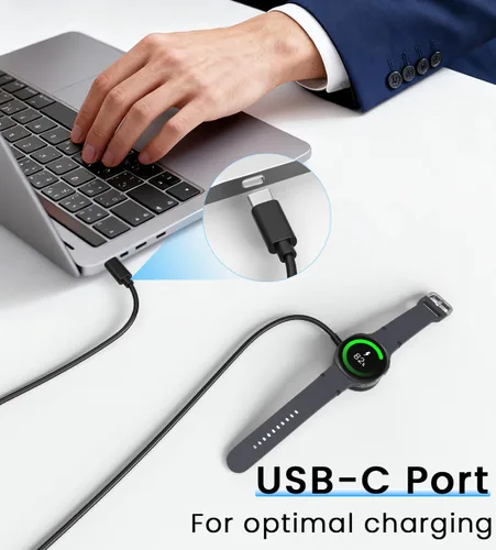 Vista 4 de Paquete de 2 cables de carga USB C compatibles con Samsung Galaxy Watch 8/8 Classic 7/6/6 Classic/5 Pro/5/4/3/FE/Ultra 2025/2024/Active 1/2 Cargador