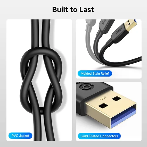 Vista 4 de Cable Matters Cable USB 3.0 corto de 5 Gbps - 3 pies, macho a macho USBA a USBA, cable USB, negro