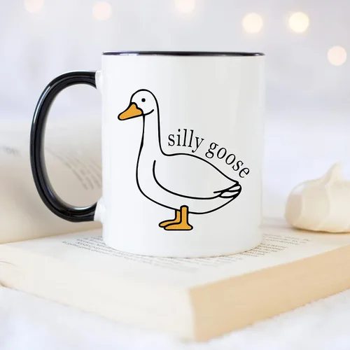 Vista 4 de YouNique Designs Taza de café Silly Goose On The Loose de 11 onzas, regalos para papá de parte de la hija, regalos de elefante blanco para adultos