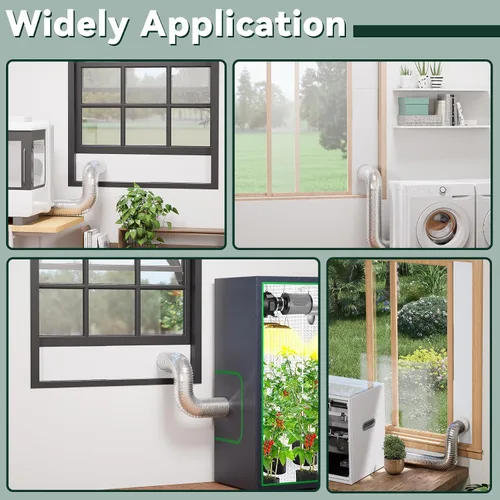 Vista 8 de Kit de ventilación para ventana Flehomo para manguera de 3" y 4" de diámetro, incluye cubierta de ventilación con solapas autocerrables, kit