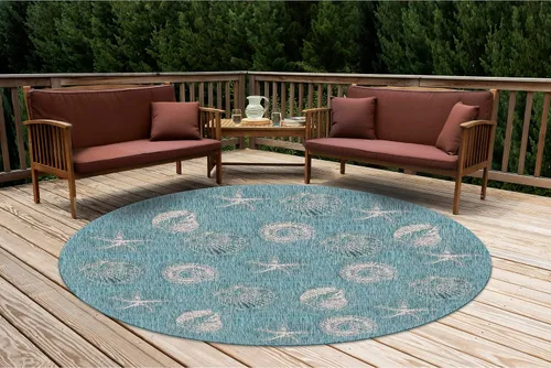 Vista 69 de Liora Manne Marina - Alfombra de área duradera de mezcla sintética tejida a máquina para interiores/exteriores - Gráfico contemporáneo océano global