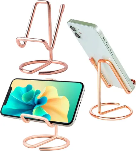 Vista 7 de Soporte de teléfono celular para escritorio, soporte de metal pequeño para teléfono celular, soporte para pantalla de teléfono celular, base