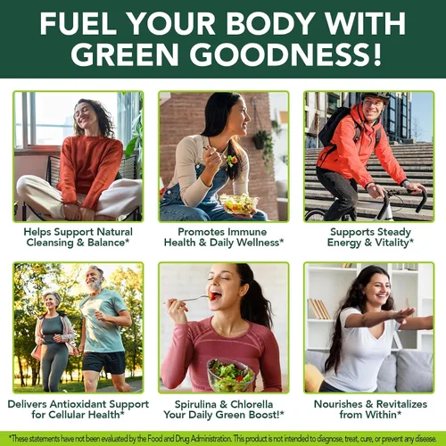 Vista 8 de Cápsulas de Clorella de Espirulina Orgánica,Suplemento sin OMG y sin gluten,300 cápsulas blandas