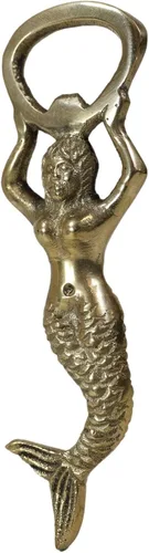 Vista 4 de Ebros Gift Vintage Marine Nautical Heavy Duty Latón Acabado Oro Sirena Costera Sirena Sirena Soda Botella de Cerveza Tapa Abremano 4.5" Alto Mar