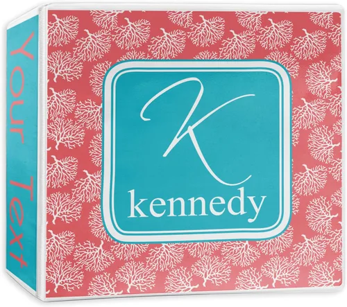 Vista 5 de Carpeta personalizada de 3 anillas coral y verde azulado - 2 pulgadas