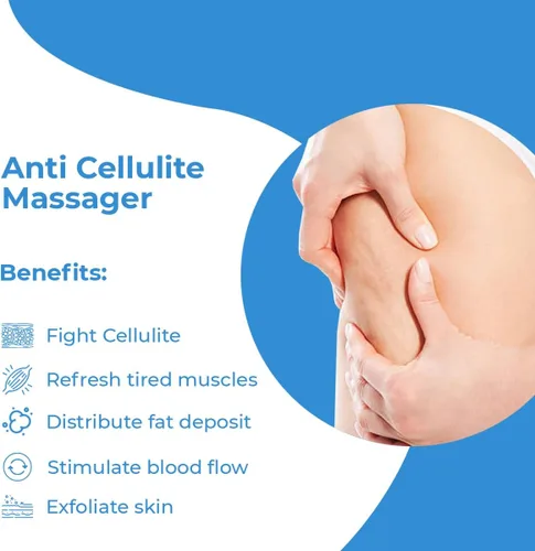 Vista 4 de Rodillo masajeador anticelulítico para eliminar la celulitis, mejora el flujo sanguíneo, cepillo para celulitis y rodillo para celulitis con crema