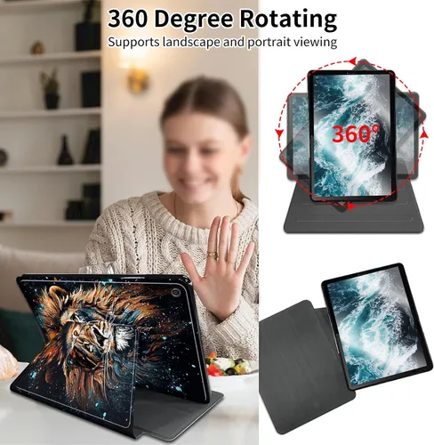 Vista 6 de Funda para iPad de 10.2 / iPad de 9ª generación 2021/iPad de 8ª generación 2020/iPad de 7ª generación 2019, rotación de 360 grados + encendido