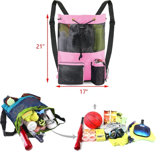 Vista 2 de BeeGreen Gym Bags for Men Women Mesh Drawstring Backpack for Swim Sports Workout Gear Gifts for Swimmers Beach Pool Wrestling Backpack Cinch Bag