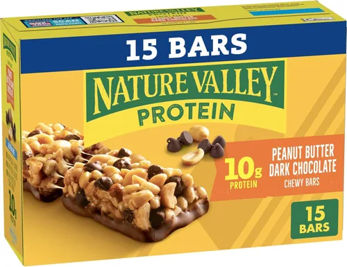 Vista 10 de Nature Valley Barras de granola con proteína, arándano y nueces, barras de merienda masticables, 5 barras, 7.1 OZ 0.35 onzas de proteína por