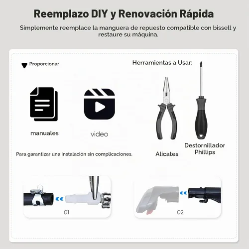 Vista 6 de Manguera de repuesto WARMOASIS mejorada compatible con Bissell