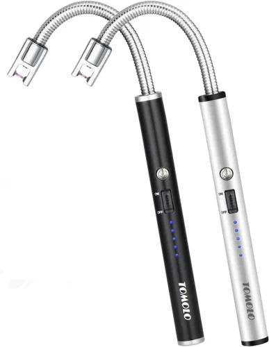 Vista 7 de TOMOLO Encendedor de velas eléctrico, encendedor de cuello largo y flexible con interruptor de seguridad, resistente al viento, de plasma, sin