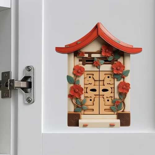 Vista 4 de Casa tradicional japonesa - Adhesivo de pared para puerta de hadas